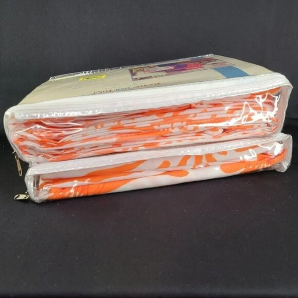 Rooms That Rule Orange Twin Sheet Set and Bedskirt Cotton Laurens Zebra Print Nw